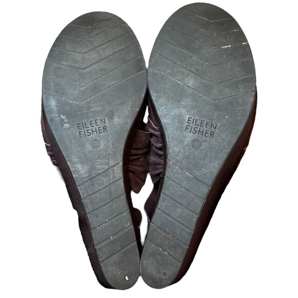 Eileen Fisher Suede Draw Draped Platform Wedge Heels Purple Size 9 - Picture 6 of 11